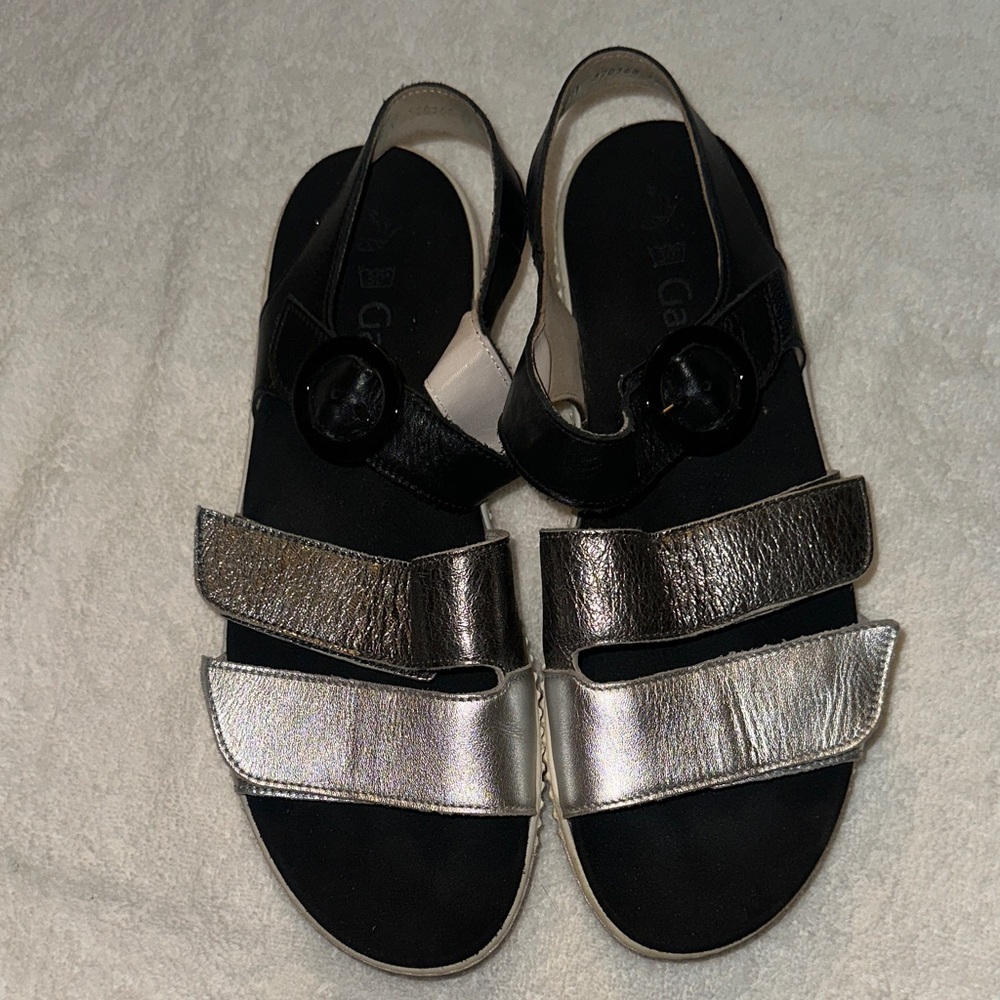 Gabor Black & Silver Sandals Size 12